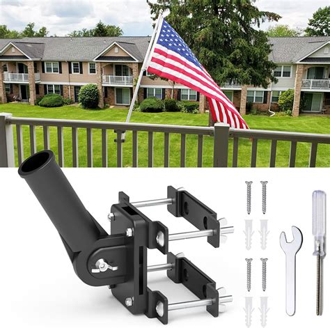 flag bracket metal railing|best flag pole mounting bracket.